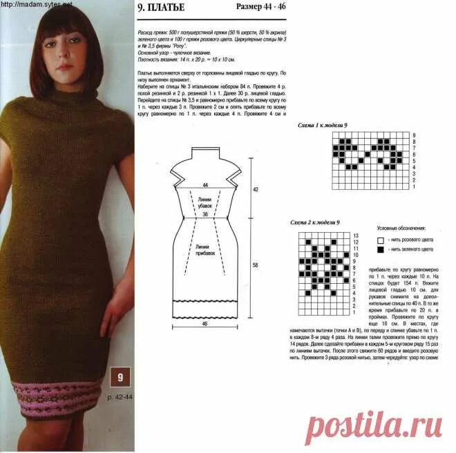 Платья вязаные спицами схемы фото вяжем платье реглан спицами для женщин: 26 тыс изображений найдено в Ян вязание 