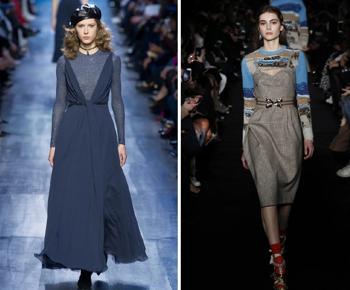 Платья женские 2024 тренды осень зима Модные деловые сарафаны с дизайнерских показов Весна-Лето 2018 - фото