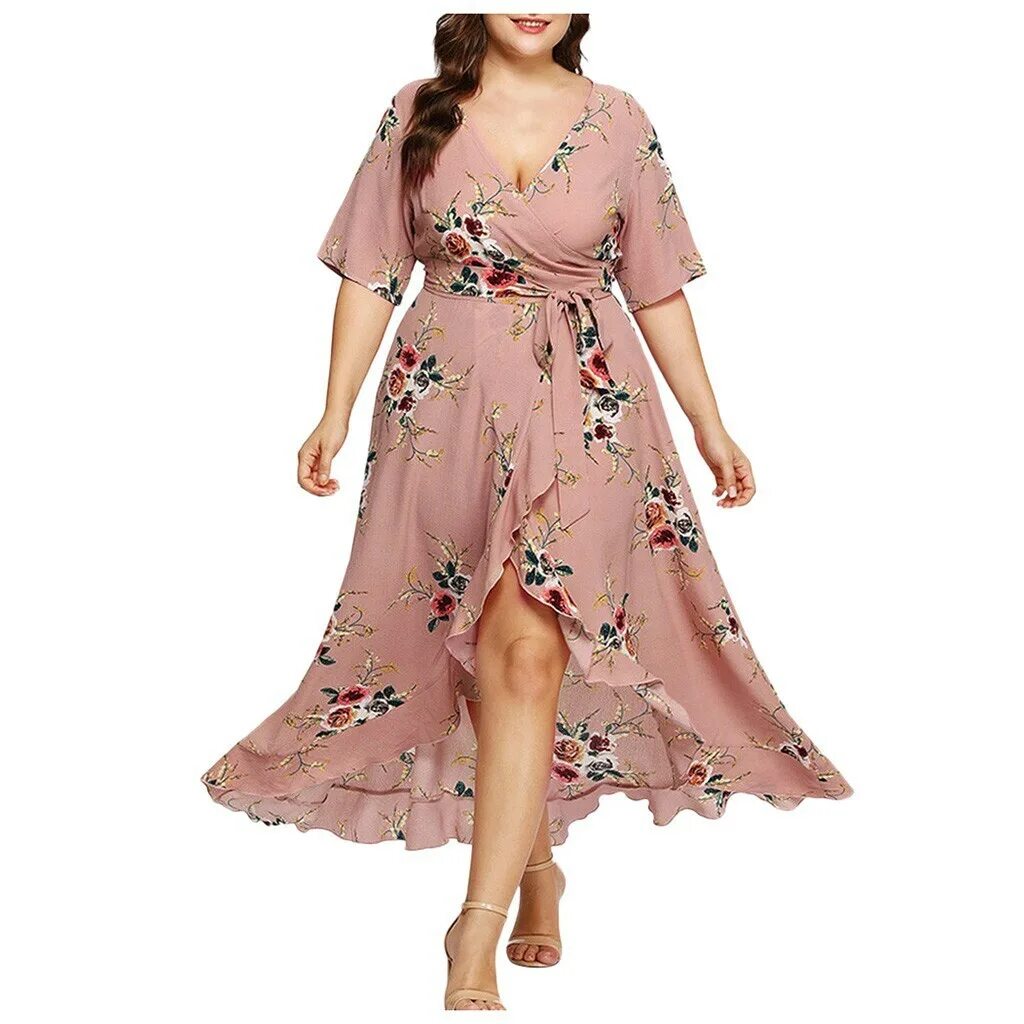 Платья женские фото цены Женское асимметричное платье макси в стиле бохо с высокой талией больших размеро