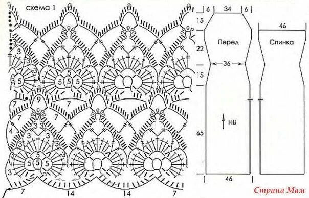 Платья женские крючком со схемами Помогите пожалуйста со схемой!!! - Страна Мам Вязаный крючком узор для воротника