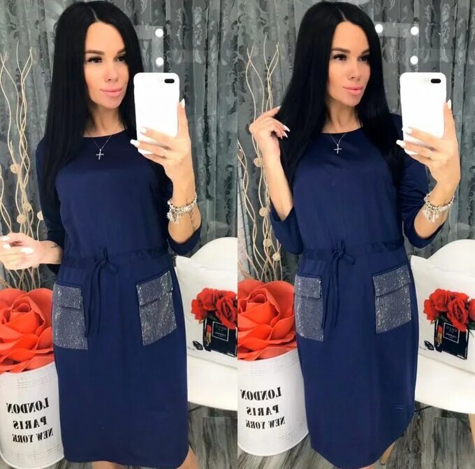 Платья женские садовод фото Платье, цвет: синий Женские платья 5. Платья больших размеров