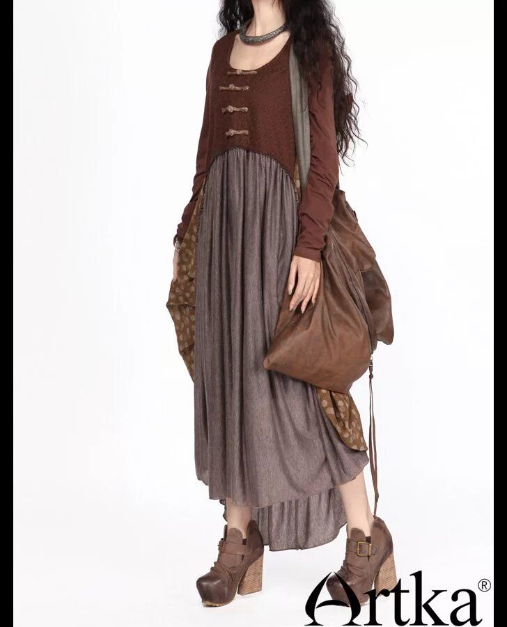 Платья женские стиль бохо купить Длинное платье в этническом стиле комбинированной расцветки, 15429422942 купить 