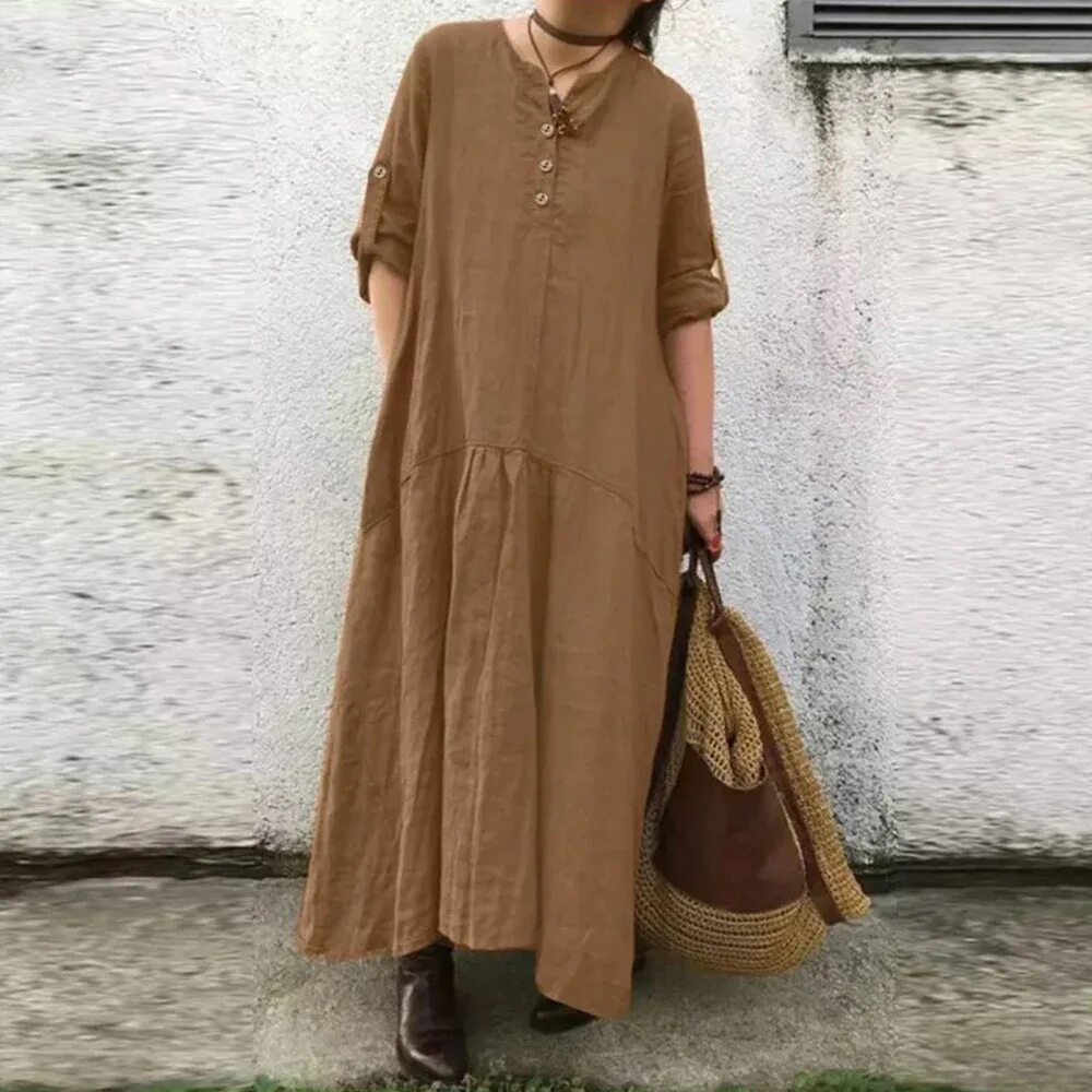 Платья женские стиль бохо купить Женское Повседневное платье-рубашка, Свободное длинное платье-пуловер, элегантно