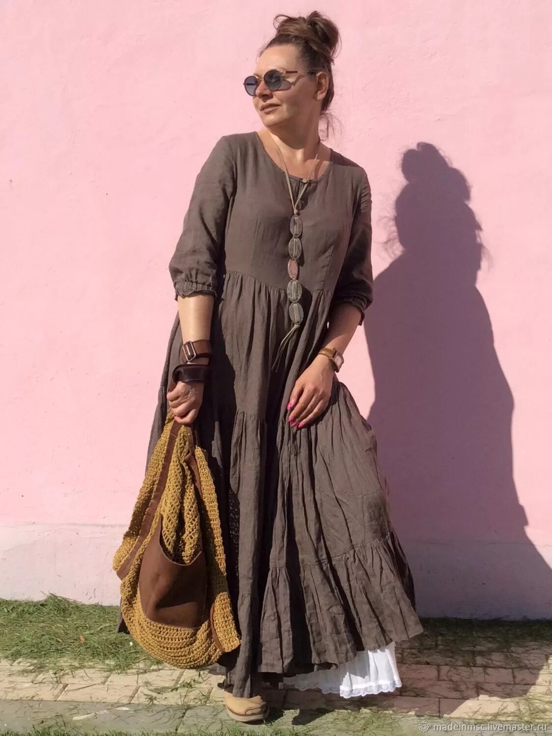 Платья женские стиль бохо купить БОХО Платье 100% лён купить в интернет-магазине Ярмарка Мастеров по цене 12500 ₽