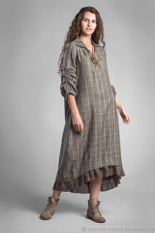 Платья женские стиль бохо купить Платье с воротником и оборкой в интернет-магазине на Ярмарке Мастеров Платья, Ив
