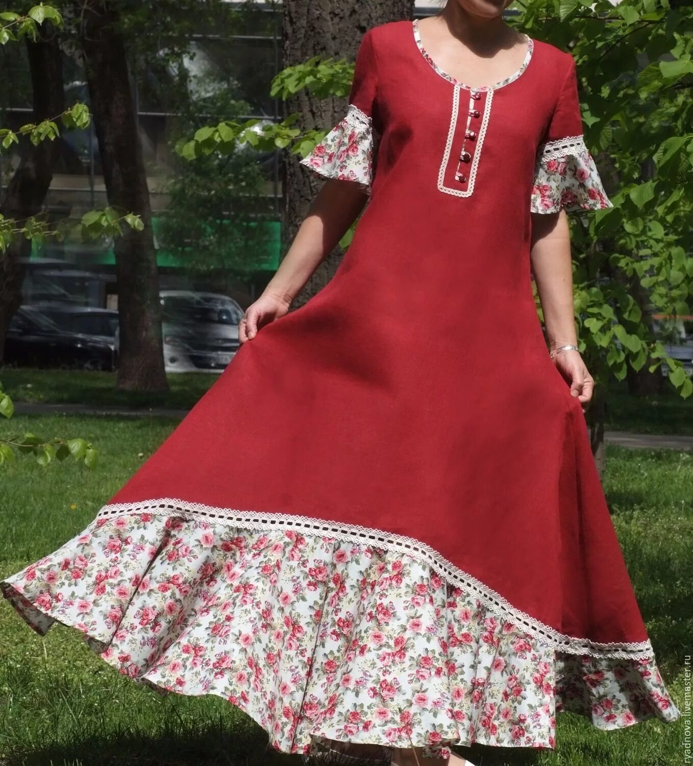 Платья женские в народном стиле платье Розалия (вишня в цвету) Dresses with sleeves, Dress, Fashion
