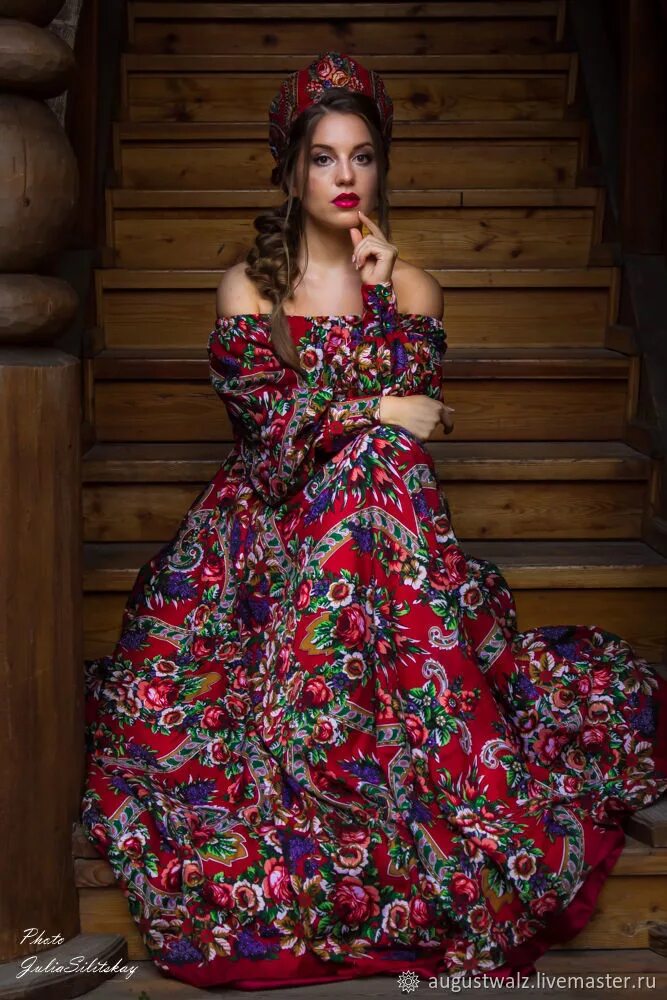 Платья женские в народном стиле "Сказочное" Платье из шалей в Славянском стиле в интернет-магазине Ярмарка Масте