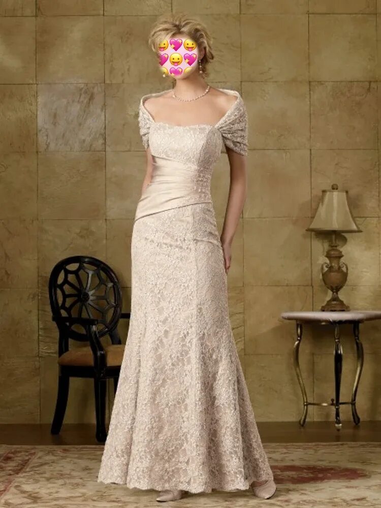 Платья женские вечерние на свадьбу фото Элегантные платья цвета шампанского для матери невесты, кружевные платья с корот