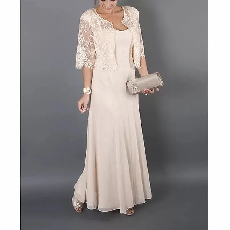 Платья женские вечерние на свадьбу фото Платье Свадебное шифоновое для матери невесты с кружевной курткой и оборками, 2 