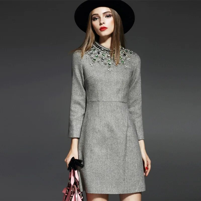 Платья зима фото Модные шерстяные платья