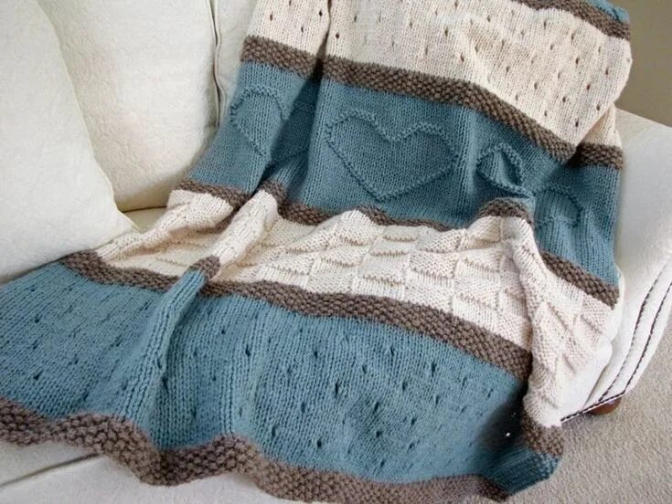 Плед фото схема Knit Baby Blanket Pattern, Heart Baby Blanket Pattern, Easy Knitting Pattern by 