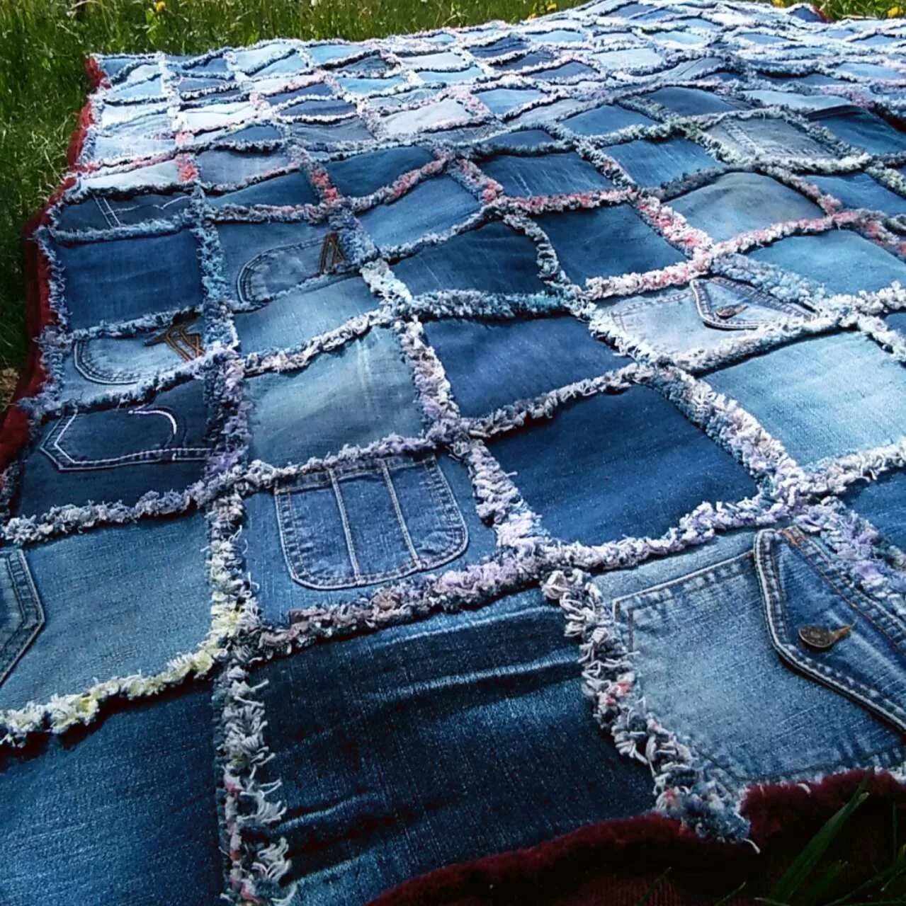 Плед из джинс фото Джинсовое покрывало в интернет-магазине на Ярмарке Мастеров Пледы, Тольятти - до