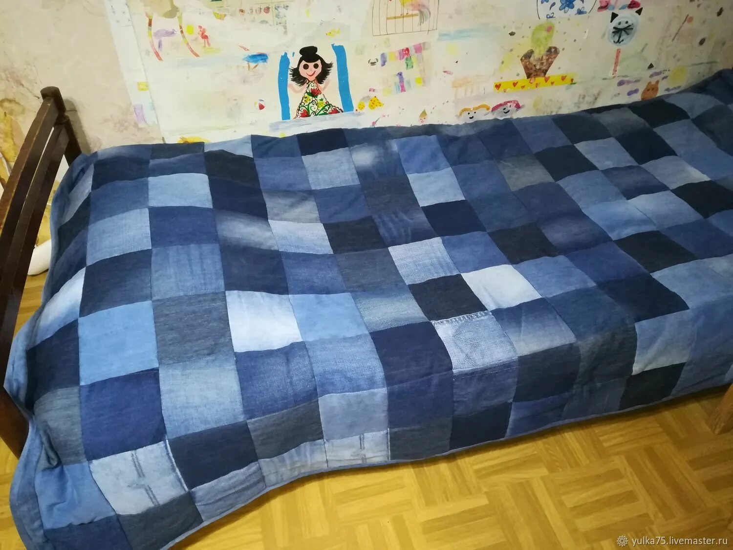 Плед из джинсов фото Покрывало джинсовое в интернет-магазине на Ярмарке Мастеров Покрывала, Москва - 