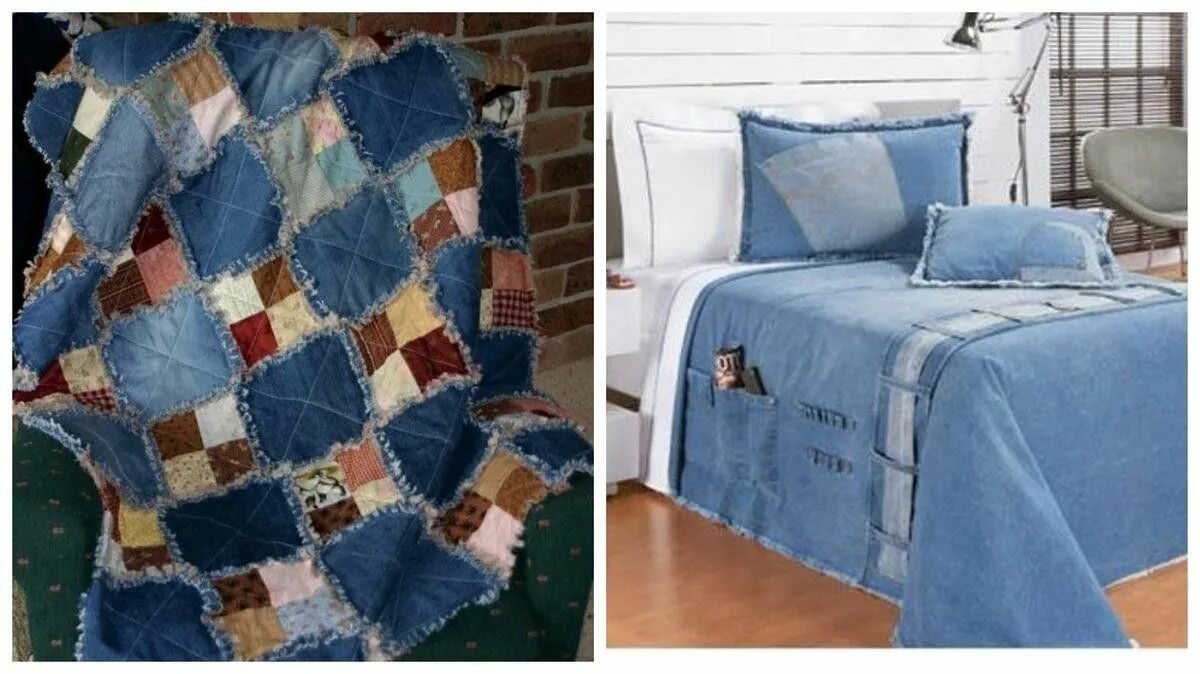 Плед из джинсов фото Пин на доске вторая жизнь старых вещей Старые джинсы, Декор из веревок, Коврик и