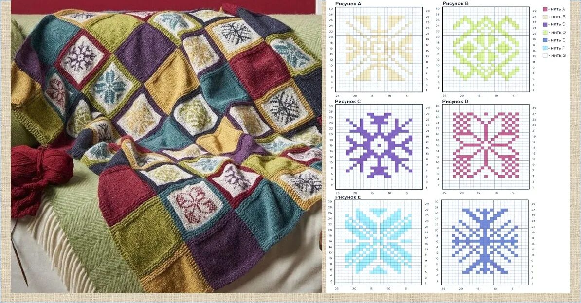 Плед из квадратов спицами описание схемы фото Плед из квадратов спицами описание схемы фото фото Duhi-Queen.ru