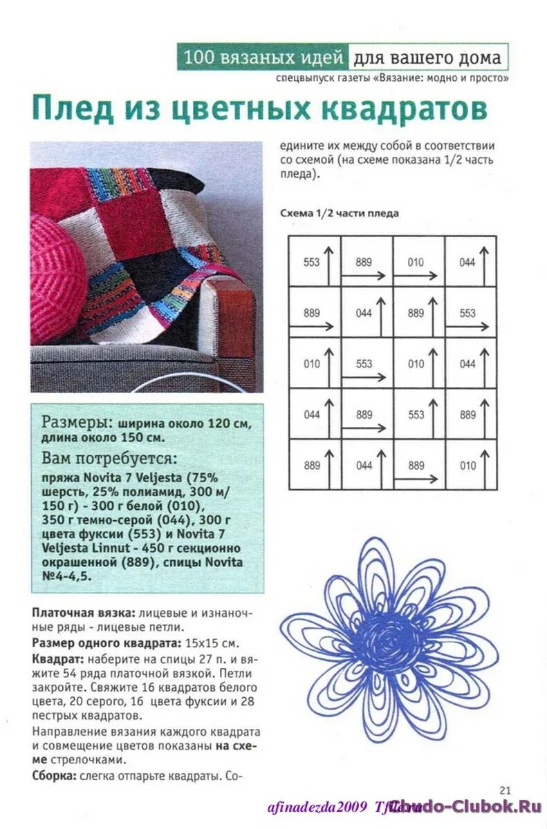 Плед из квадратов спицами описание схемы фото Вязание пледов спицами квадратами схемы - найдено 88 картинок