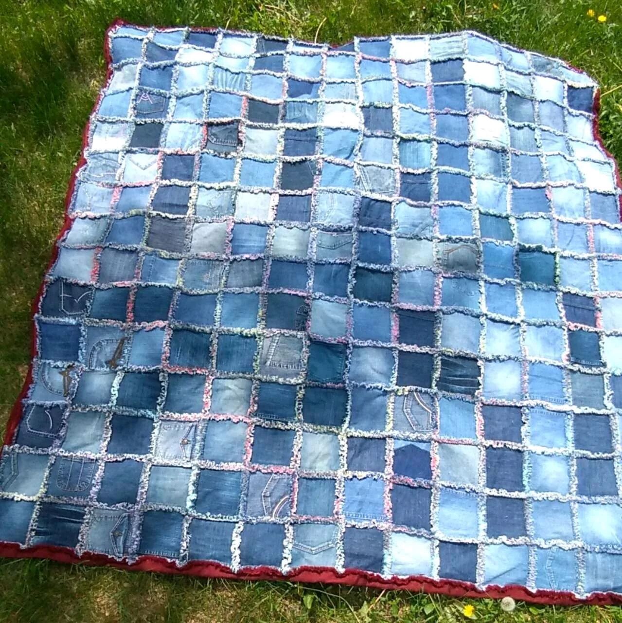 Плед из старых джинсов своими руками фото Джинсовое покрывало в интернет-магазине на Ярмарке Мастеров Пледы, Тольятти - до