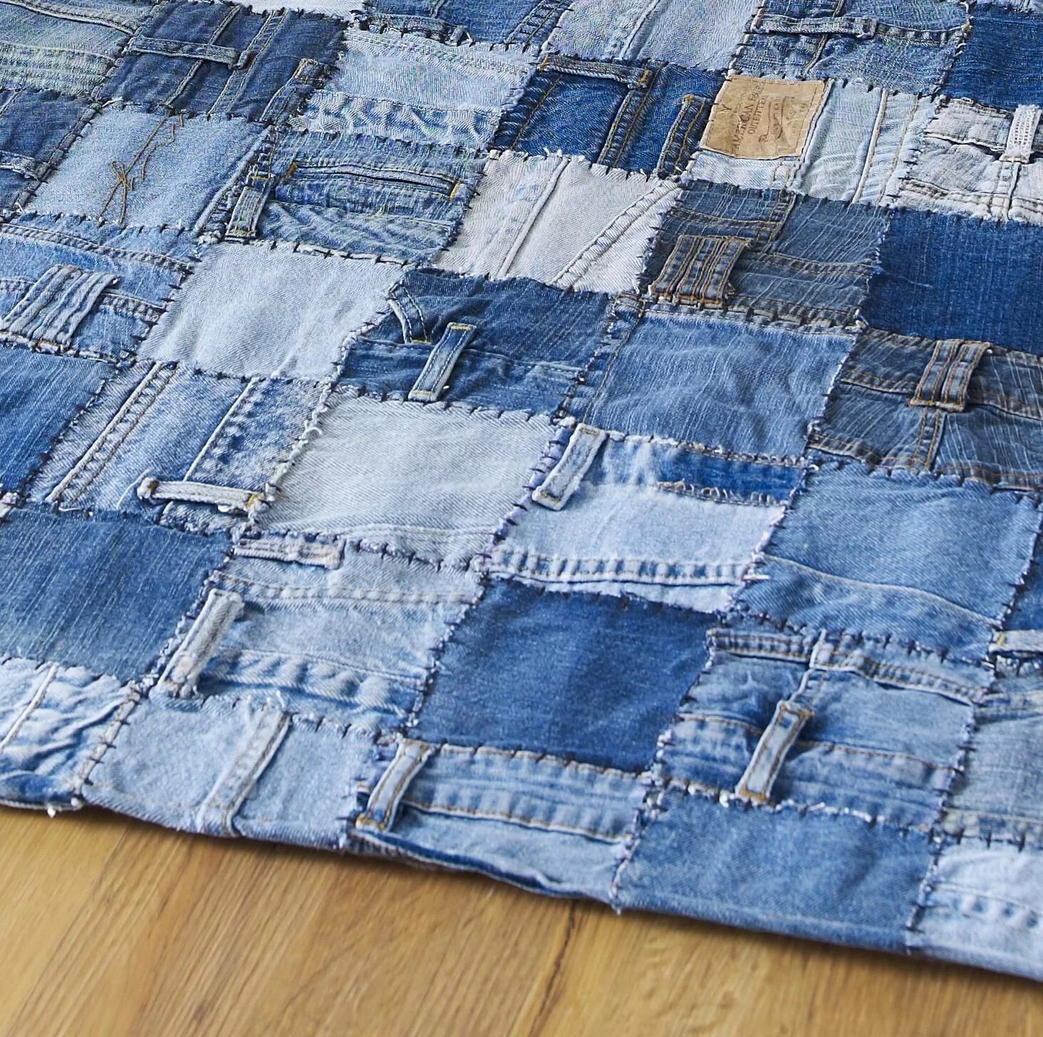 Плед из старых джинсов своими руками фото Denim - OCR Patchwork - Buy Online at Rugs Direct 2U Джинсовые одеяла, Джинсовые