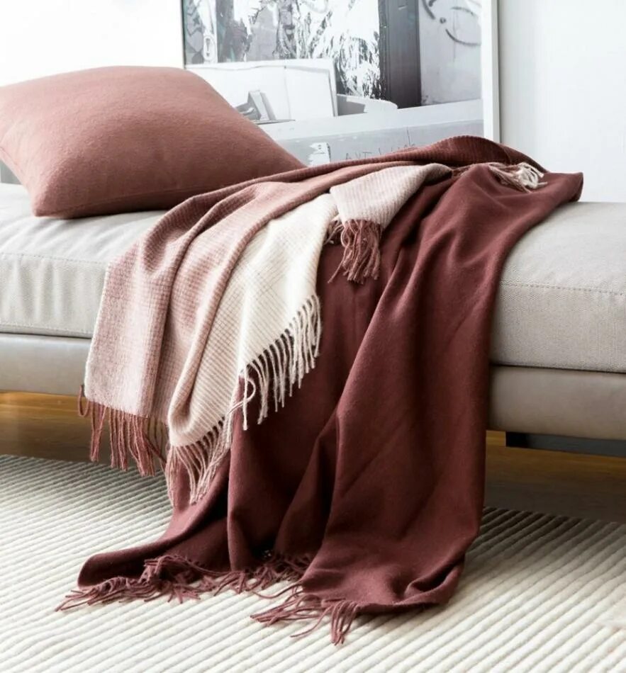 Плед коричневый фото Купить плед шерстяной "elvang" classic plum, 130х200 в интернет магазине