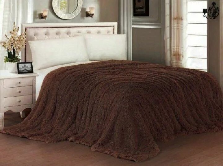 Плед коричневый фото Плед 220х200 см, Искусственный мех, Флис - купить в интернет-магазине OZON с дос