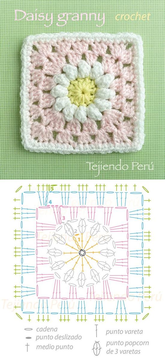 Плед крючком со схемами цветочная поляна deuxbelle (deuxbelle) - Profile Pinterest