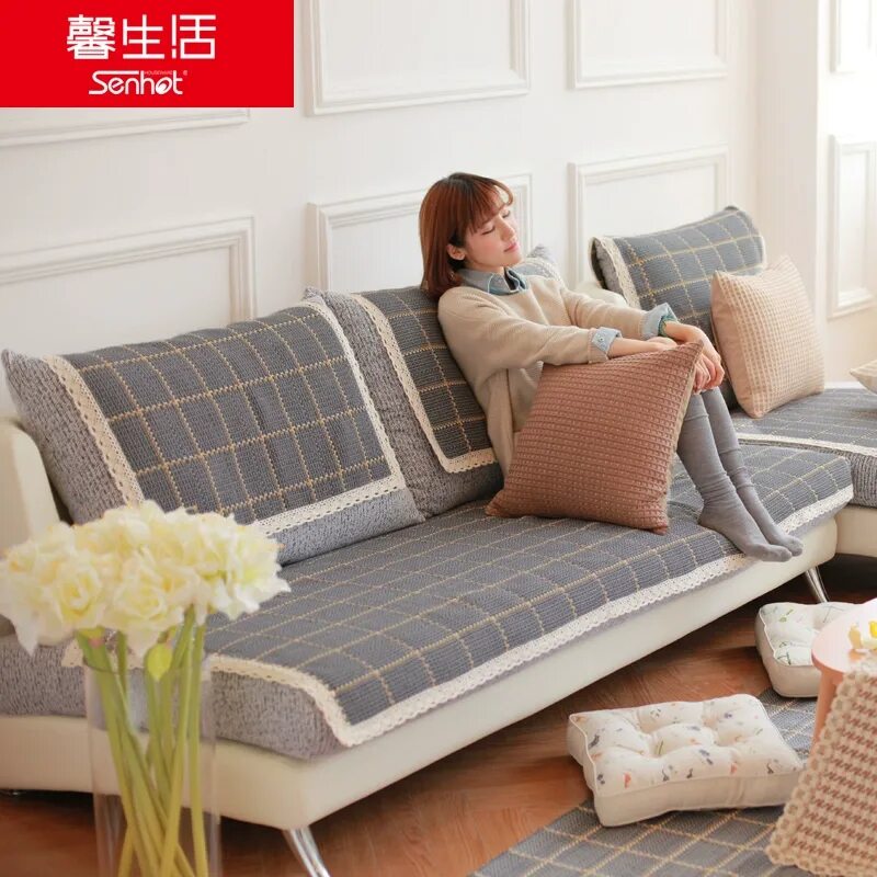 Плед на диван в гостиную фото Покрывала для дивана Обивка/Подушки/Диванные подушки Ткани дома - купити в nazya