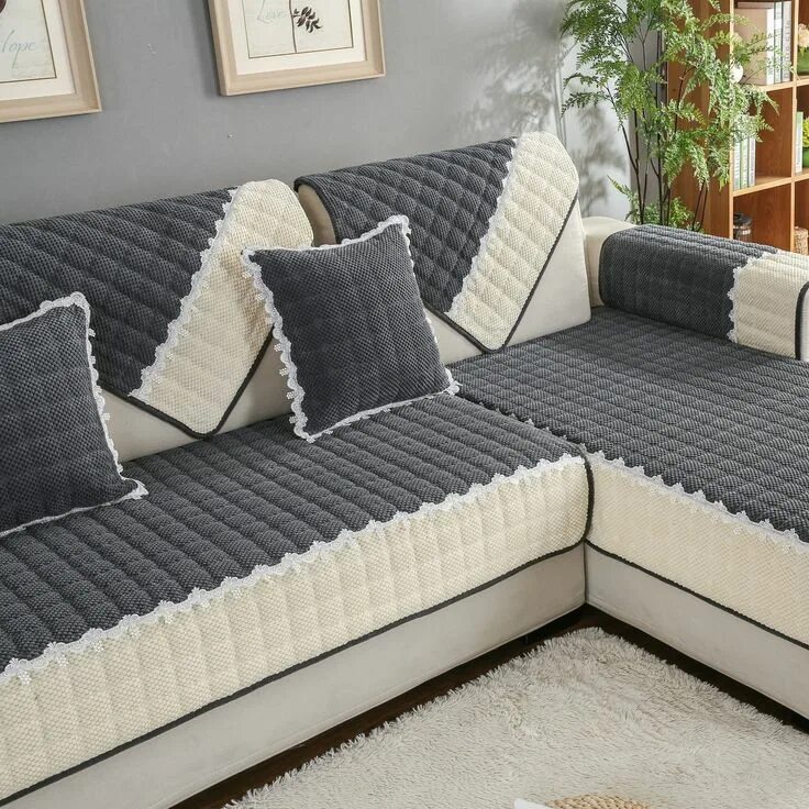 Плед на угловой диван фото OstepDecor Sectional Couch Covers, L Shape Sofa Cover, Couch Cover for 3 Cushion
