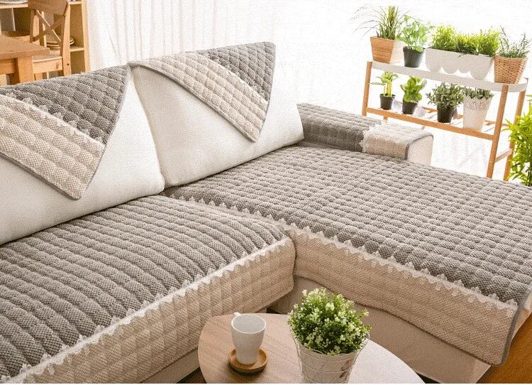 Плед на угловой диван фото Купить Клетчатые Чехлы для дивана, хлопковые чехлы для мебели, секционные Чехлы 