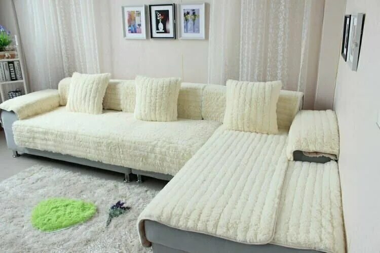Плед на угловой диван фото Дивандек накидка на диван угловой и кресло, 3 полотна: 90х210-1шт, 90х150-2шт, ч
