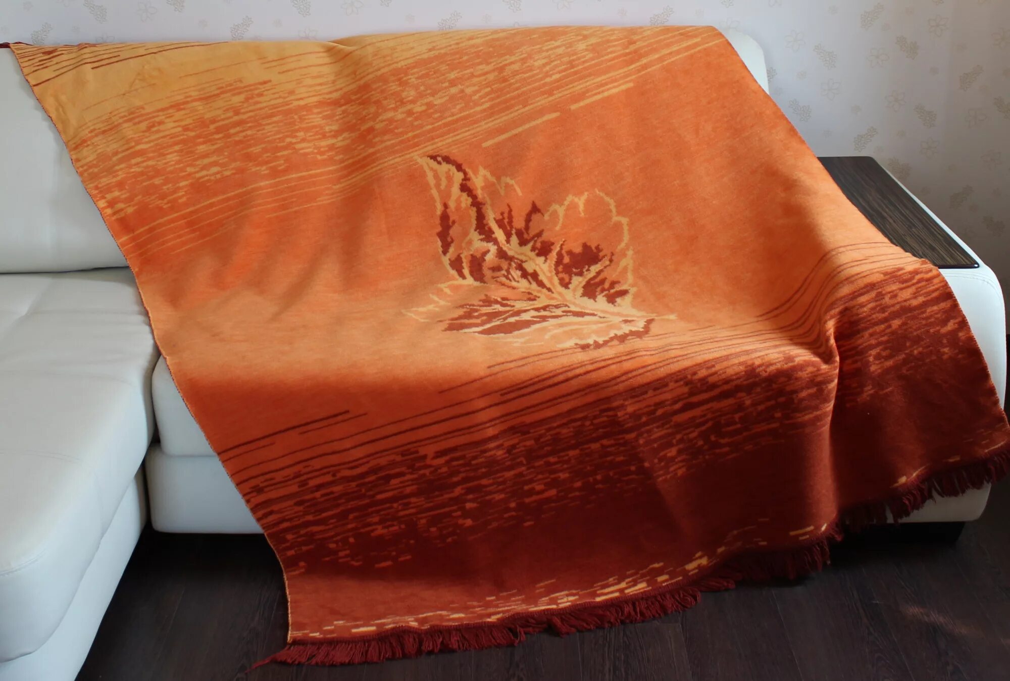 Плед оранжевый из магнит косметик фото Купить плед хлопковый пантекс "лист рыжий", 200х220 в интернет магазине