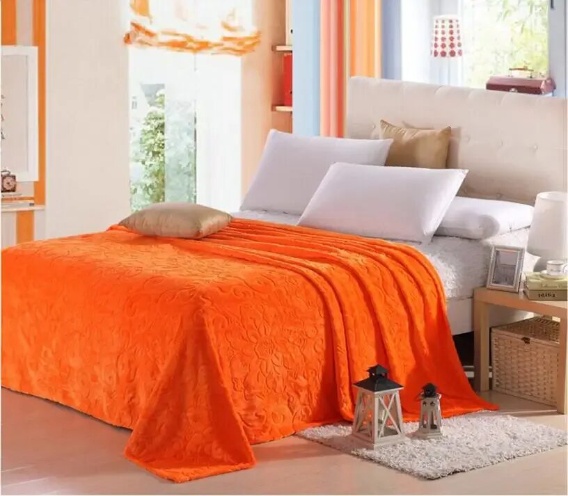 Плед оранжевый из магнит косметик фото Супермягкое одеяло из кораллового флиса на кровать, теплое детское одеяло, прост