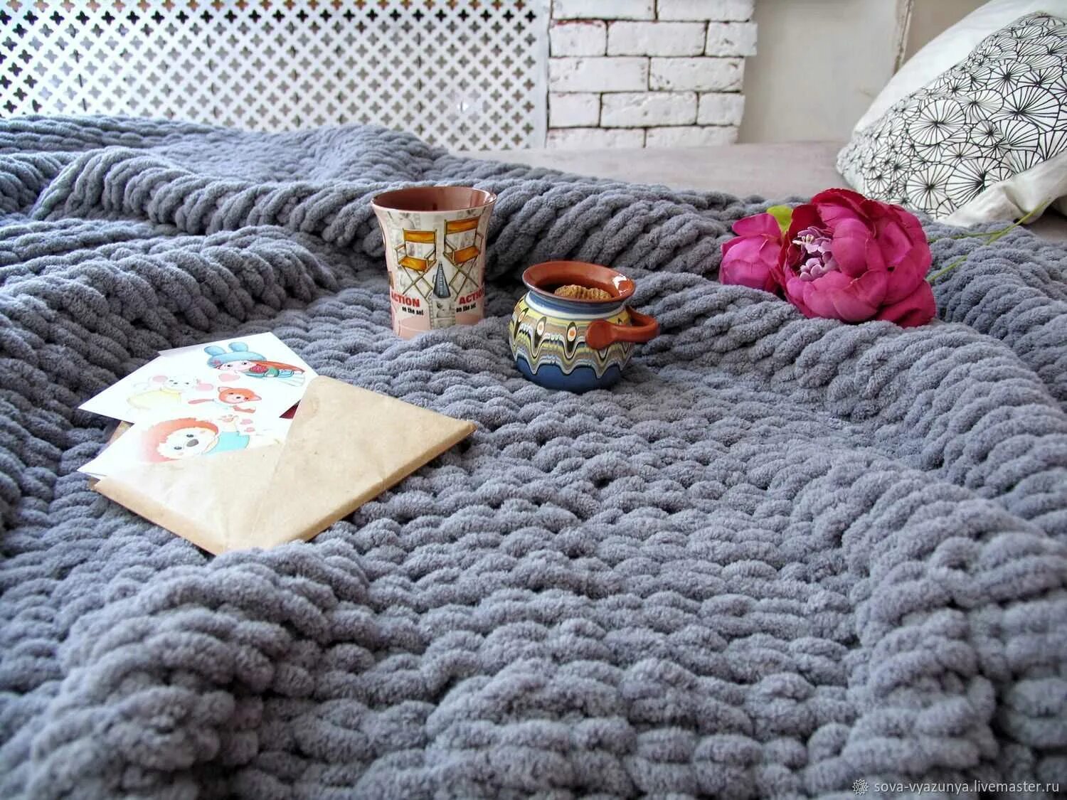 Плед руками фото Проект вязание пледа