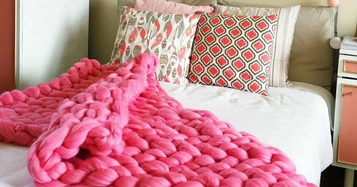 Плед руками фото Плед крупной вязки своими руками Дом, в который хочется приходить Вязаное одеяло