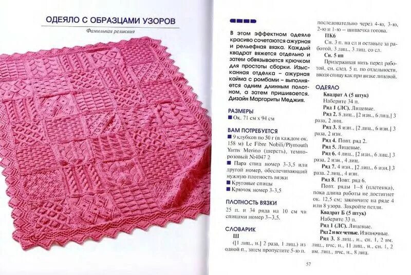 Плед спицами схема и описание Photo from album "пледы" on Вог вязание, Узоры и Вязание