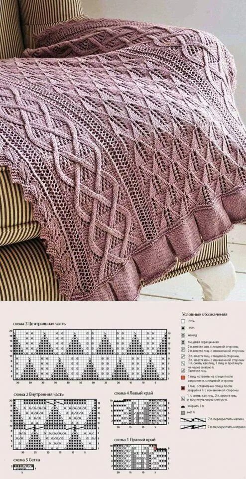Плед спицами со схемами и фото вязание in 2024 Cable knitting patterns, Crochet vest pattern, Knit stitch patte