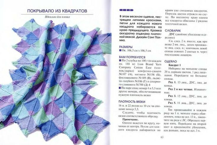 Плед спицами со схемами и описанием Книга: Пледы и одеяльца - Вяжем сети, спицы и крючок - ТВОРЧЕСТВО РУК - Каталог 