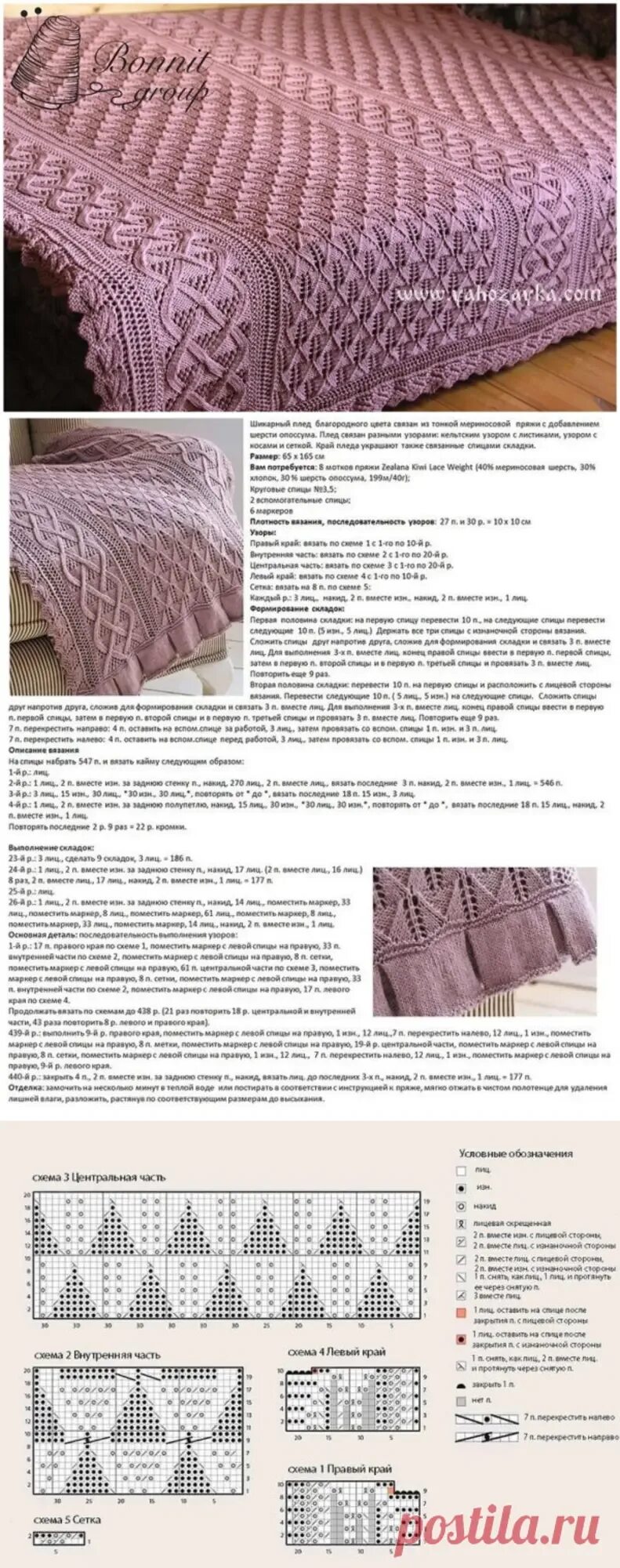 Плед спицами со схемами красивые Связать плед спицами схемы