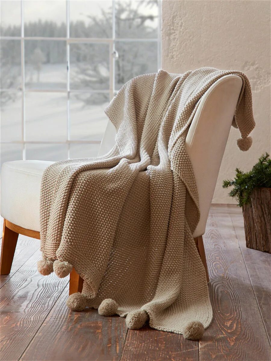 Плед в интерьере фото Плед Frank Помпоны - купить, цена