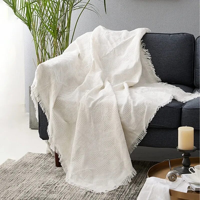 Плед в интерьере фото Bohemian Throw Blanket Soft Knitted for Bed Sofa Cover Bedspread Plaid On The De