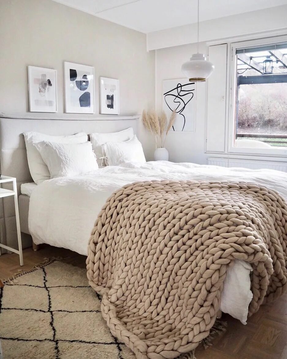 Плед в спальню фото Chunky Knit Throw Blanket From Best Quality Merino Wool, Handmade From Organic S