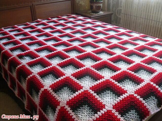 Пледы 3д крючком со схемами Красный плед 3Д OK.RU Afgan tığ desen, Örme bebek battaniyeleri, Tığ işleri