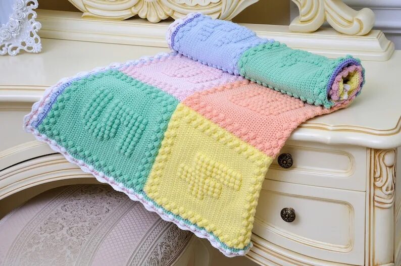 Пледы для новорожденных схемы фото Crocheted blanket baby shower new born girl boy props granny Etsy