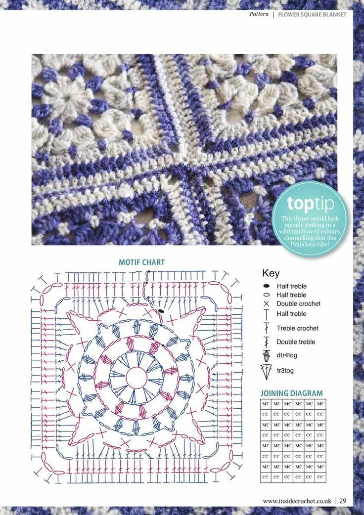 Пледы из мотивов крючком со схемами Inside Crochet Issue 9 2010 - 轻 描 淡 写 的 日 志 - 网 易 博 客 Вязание крючком покрывало 