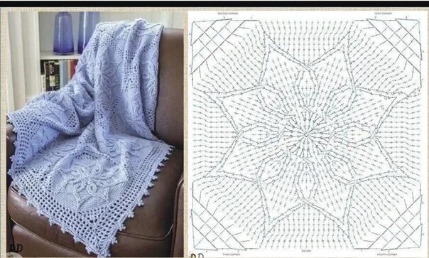 Пледы из мотивов крючком со схемами Красивый плед) Пряжа почтой от одного моточка https://vk.com/album-141475075_242