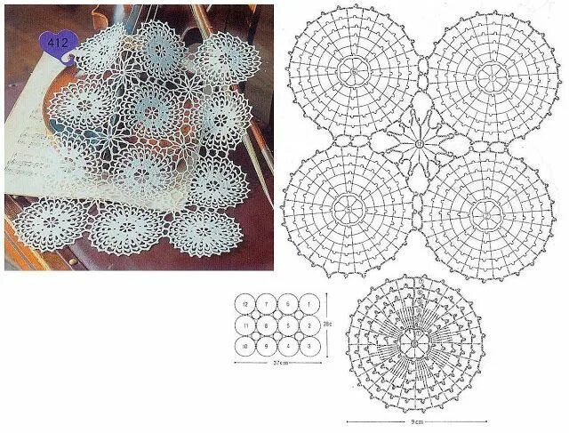 Пледы круглыми мотивами крючком со схемами Kira scheme crochet: Scheme crochet no. 1671 Схемы вязаных крючком квадратов, Ид