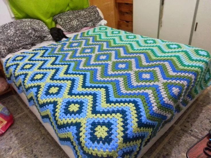 Пледы крючком фото схемы Manta (Cobija) a crochet finalizada! Colcha de ganchillo, Patrones de crochet de