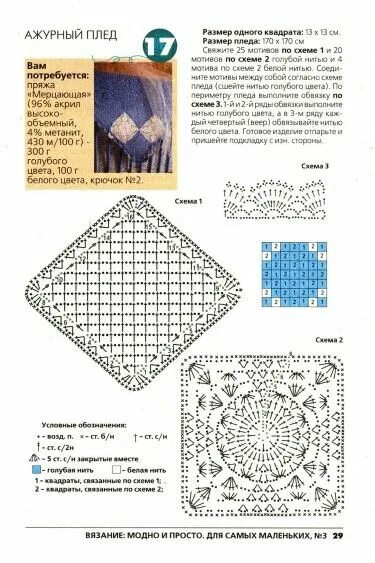 Пледы крючком схемы и описание фото Squares, 2024
