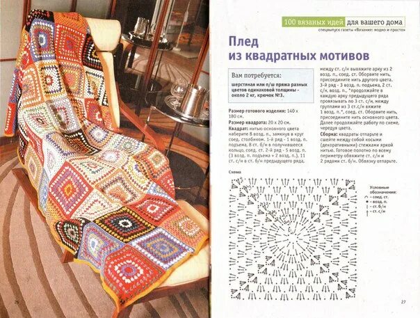 Пледы крючком схемы и описание фото ВМП идеи для дома - Фотография 14 из 80 ВКонтакте