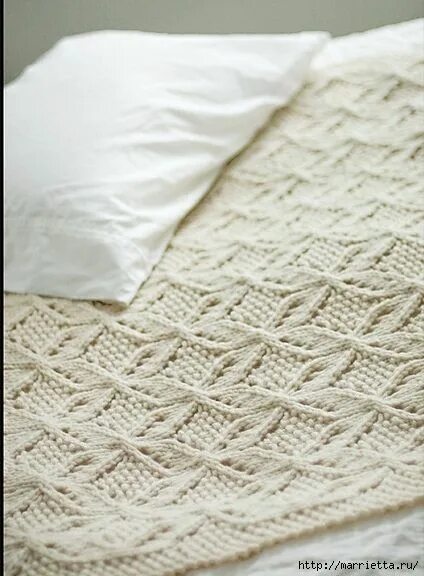 Пледы спицами схемы фото Красивый плед спицами. Схема узора (4) (424x576, 162Kb) Узоры, Вязаное покрывало