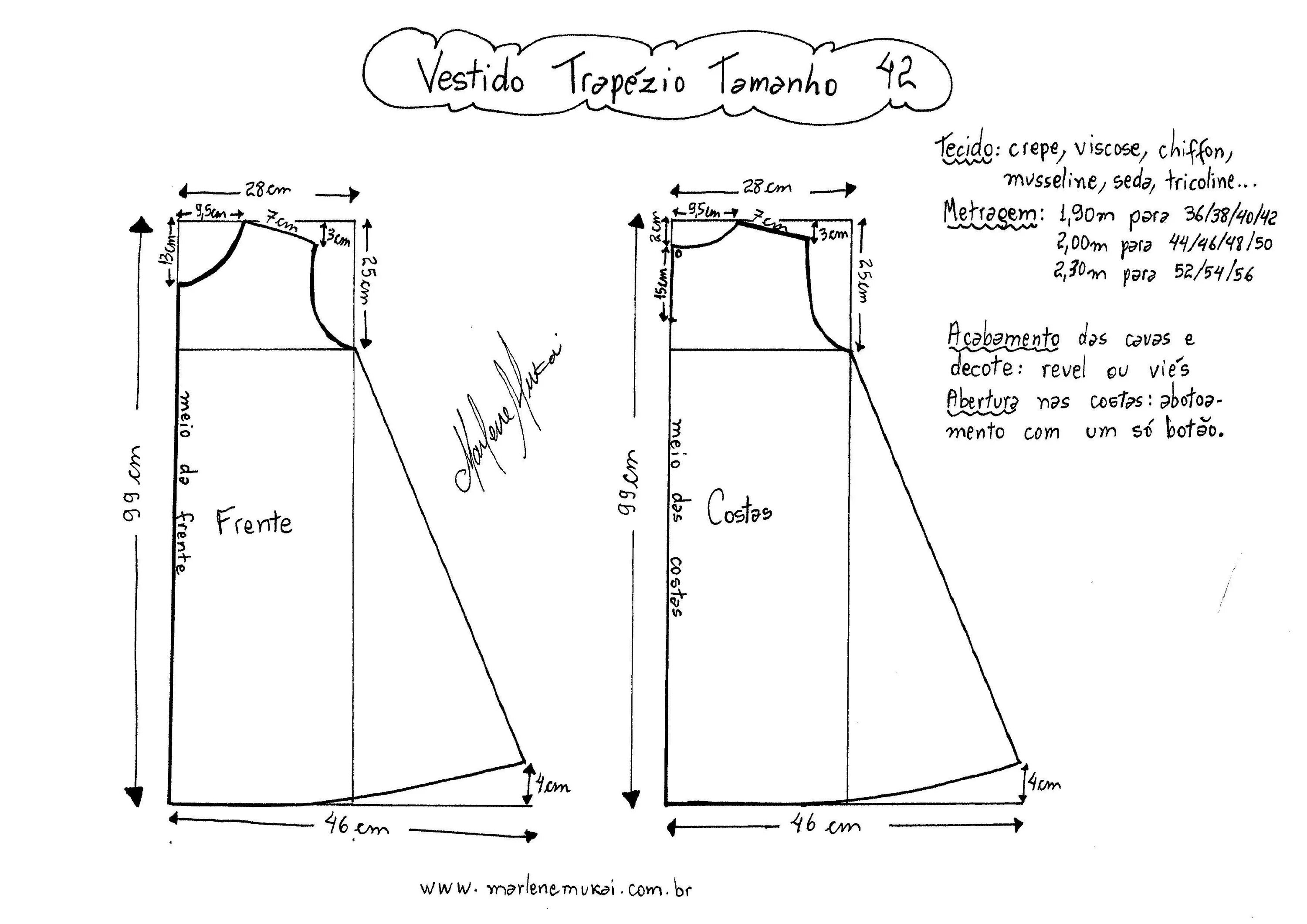 Пленкина выкройки платьев Vestido Trapézio Выкройки, Платье а-силуэта, Бесплатная выкройка